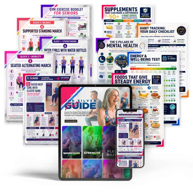 Complete Silver Fit Guide bundle with exercise sheets, tablet and phone